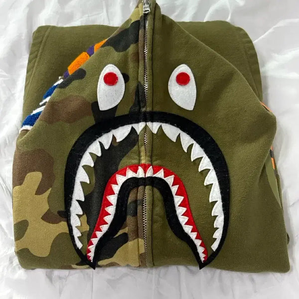 [BUNJANG] BAPE Shark Hoodie Camo 2XL / 베이프 샤크 후드집업 카모 2xl