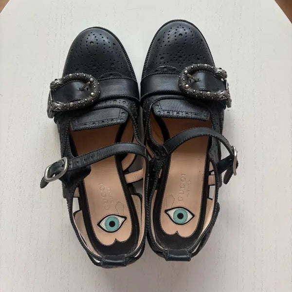[BUNJANG] Gucci Black Ankle Strap Shoes Size 37 / 구찌 블랙 앵클스트랩 구두 37