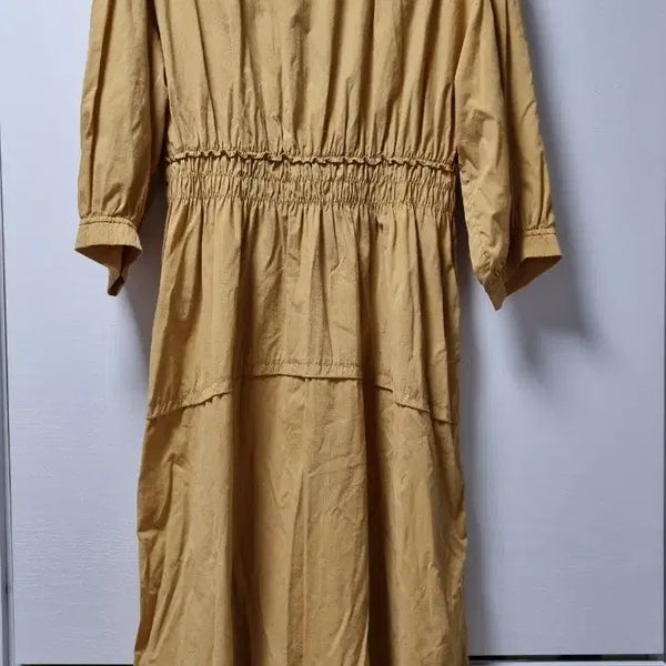 [BUNJANG] Marie Claire Shirring Long Dress Mustard / 마리끌레르 셔링 롱 원피스