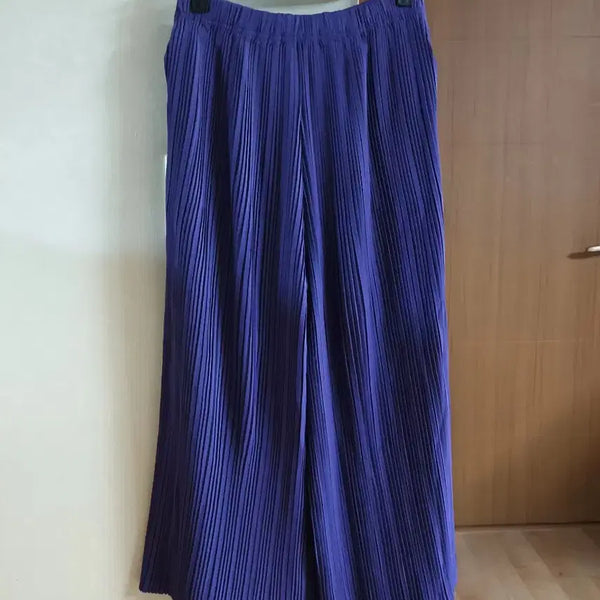 [BUNJANG] Pleated Wide Pants Purple / 플리츠 와이드 바지 퍼플색 55~77