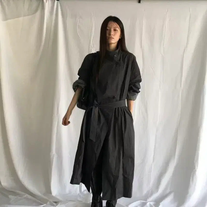 [BUNJANG] Dark Grey Wrap Style Long Dress / 다크그레이 랩 스타일 롱 원피스