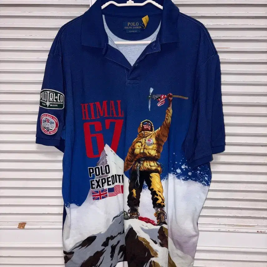 [BUNJANG] Polo Ralph Lauren Himalaya 87 Expedition Short-Sleeve Polo T-Shirt with Patch / 폴로 랄프로렌 히말라야 87 폴로 익스페디션 반팔 카라티 와펜 패치