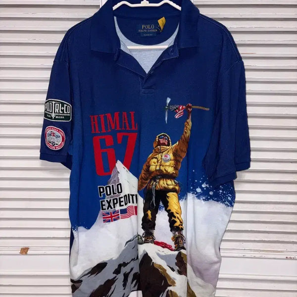 [BUNJANG] Polo Ralph Lauren Himalaya 87 Expedition Short-Sleeve Polo T-Shirt with Patch / 폴로 랄프로렌 히말라야 87 폴로 익스페디션 반팔 카라티 와펜 패치