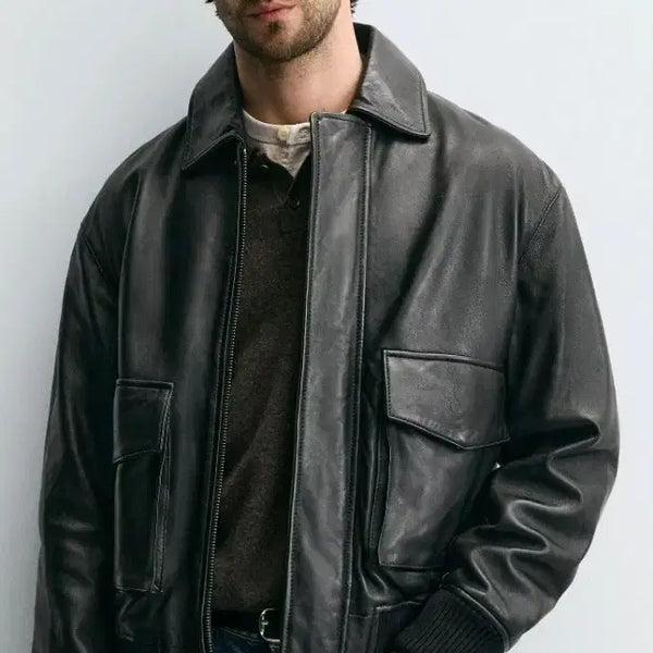 [BUNJANG] Zara Relaxed Fit Leather Jacket XL / 자라 릴렉스 핏 가죽자켓 XL A-2