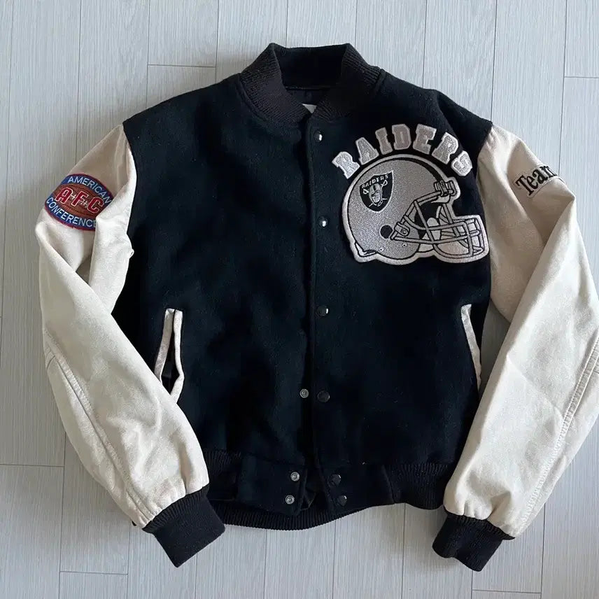 [BUNJANG] Chalk Line 90s Vintage Raiders Varsity Jacket M / 90s 빈티지 레이더스 바시티 자켓 M Chalk line
