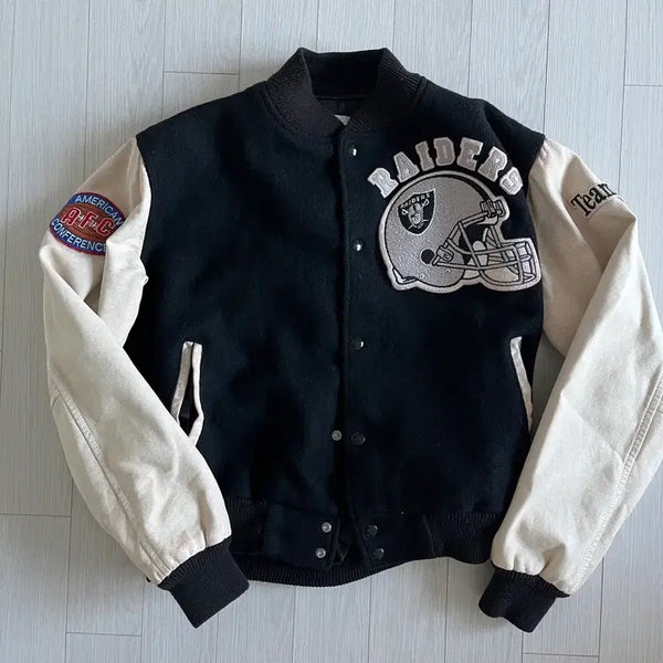 [BUNJANG] Chalk Line 90s Vintage Raiders Varsity Jacket M / 90s 빈티지 레이더스 바시티 자켓 M Chalk line