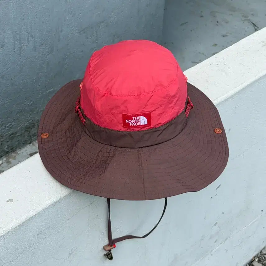 [BUNJANG] The North Face Logo Jungle Hat Boonie Hat / [S] 노스페이스 로고 브라운 핑크 정글모 부니햇 모자