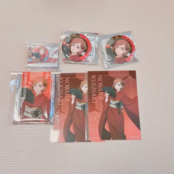 [BUNJANG] Jujutsu Kaisen Nobara Kugisaki Kimono Acrylic Stand & Glitter Can Badge Bundle Set / 일괄 ) 주술회전 츠타야 기모노 아크릴 스탠드 글리터 캔뱃지 블록 노바라