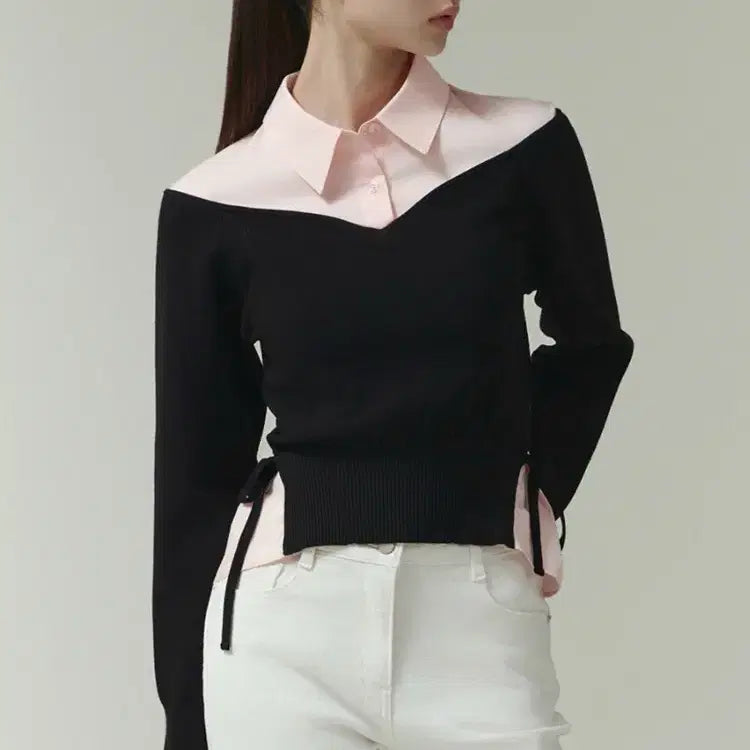 [BUNJANG] It's MARRCH Knit Block Blouse / [미착용새상품] 잇미샤 니트 블록 블라우스