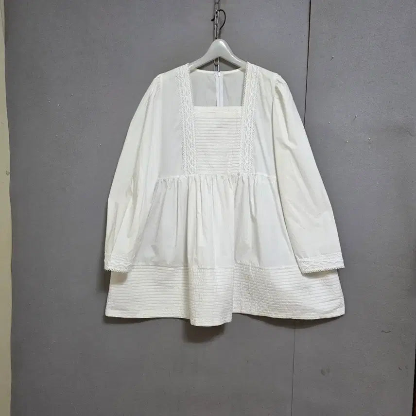 [BUNJANG] Long Blouse with Square Neck / 스퀘어넥 미니원피스같은 풍성한핏 롱블라우스 FF  n7608