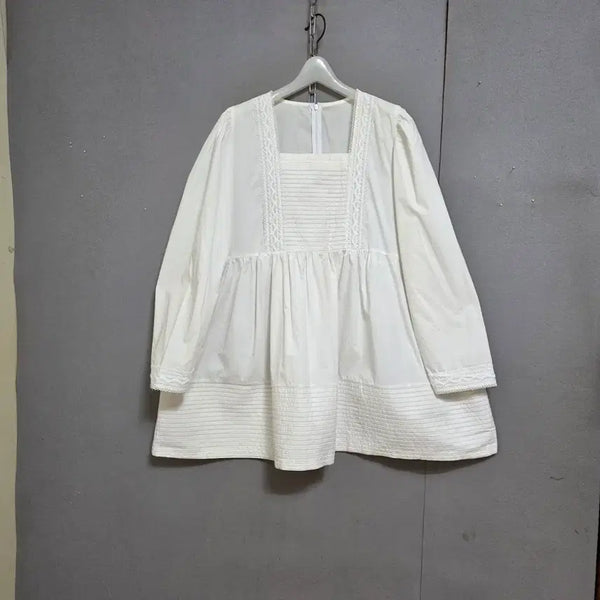 [BUNJANG] Long Blouse with Square Neck / 스퀘어넥 미니원피스같은 풍성한핏 롱블라우스 FF  n7608