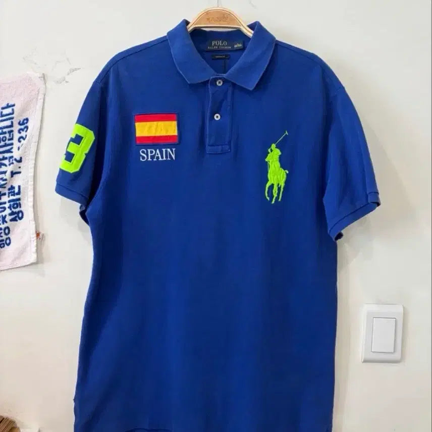 [BUNJANG] Polo Ralph Lauren Spain Big Pony Polo Shirt Blue L / (*코르티스 마틴 착용* ) 폴로 랄프로렌 스페인 빅포니 카라티 블루 L