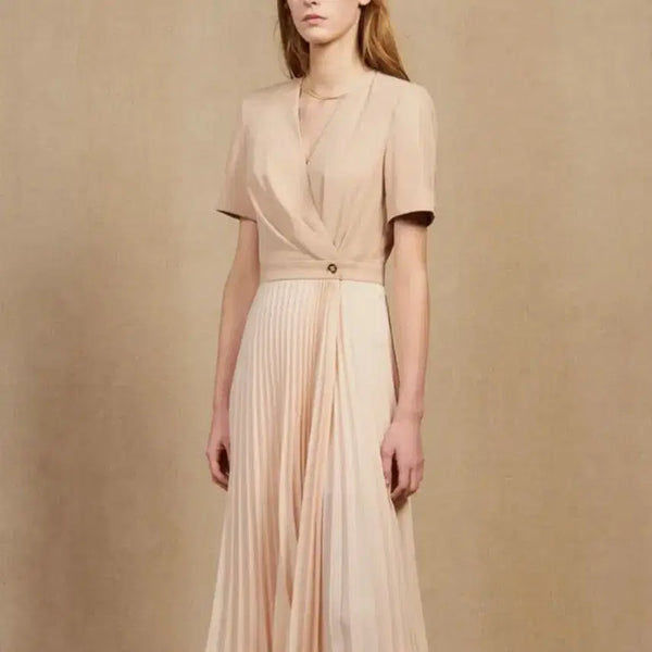 [BUNJANG] Sandro Pleated Midi Dress - Beige / 산드로 원피스 (50만원대 구입) 띠어리 마쥬 타임 한섬