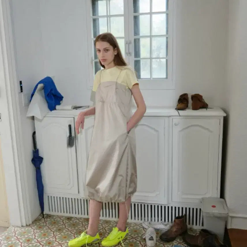 [BUNJANG] Enjo Blues Matte Luster Dress Beige / 엔조블루스 매트 러스터 원피스 베이지