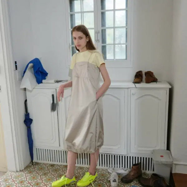 [BUNJANG] Enjo Blues Matte Luster Dress Beige / 엔조블루스 매트 러스터 원피스 베이지