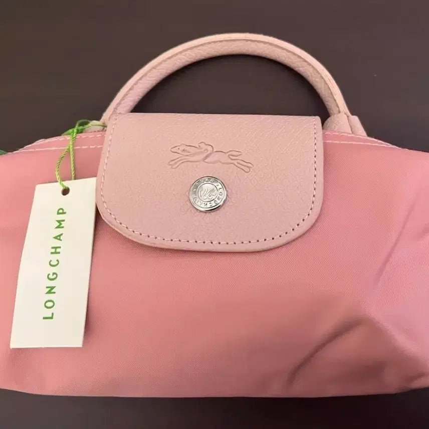 [BUNJANG] Longchamp Le Pliage Pink Mini Pouch Bag with Detachable Crossbody Strap / 정품 롱샴 르플리아쥬 핑크 미니 파우치 백 분리형 크로스끈 포함 핸드백