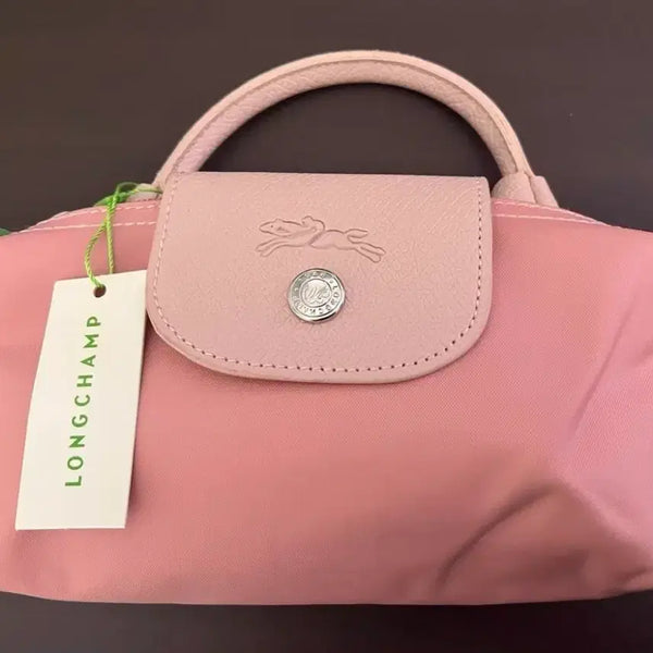 [BUNJANG] Longchamp Le Pliage Pink Mini Pouch Bag with Detachable Crossbody Strap / 정품 롱샴 르플리아쥬 핑크 미니 파우치 백 분리형 크로스끈 포함 핸드백