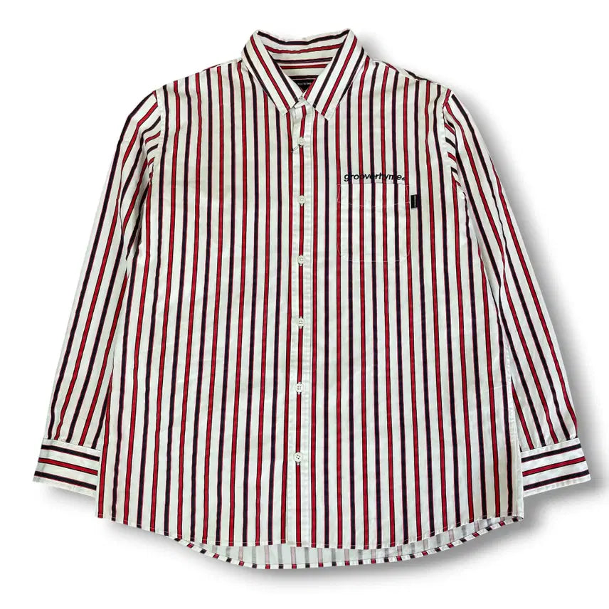 [BUNJANG] Groovy Lime Multi Red Stripe Shirt XL / 미사용 그루비라임 멀티 레드 스트라이프 셔츠 XL
