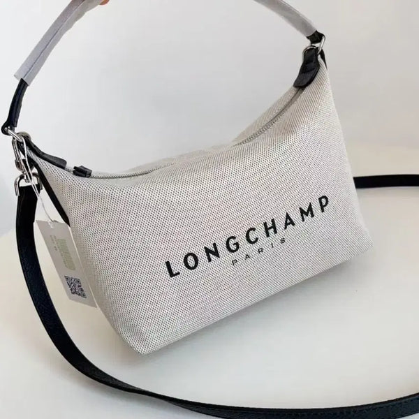 [BUNJANG] Longchamp Beige Canvas Hobo Bag Crossbody Shoulder Strap / 정품 LONGCHAMP 롱샴 베이지 캔버스 호보백 크로스 숄더끈 완비 데