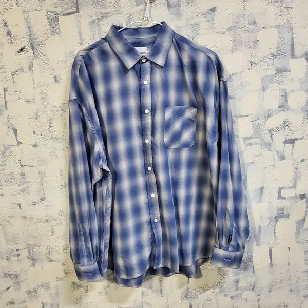 [BUNJANG] Dimitri Black Ombre Check Oversized Shirt / 디미트리블랙 블루컬러 오버핏 옴브레 체크 셔츠 1