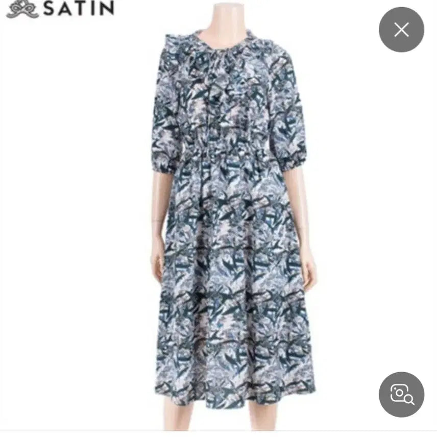 [BUNJANG] Satin Chiffon Floral Pattern Midi Dress / 샤틴satin 사틴쉬폰원피스55