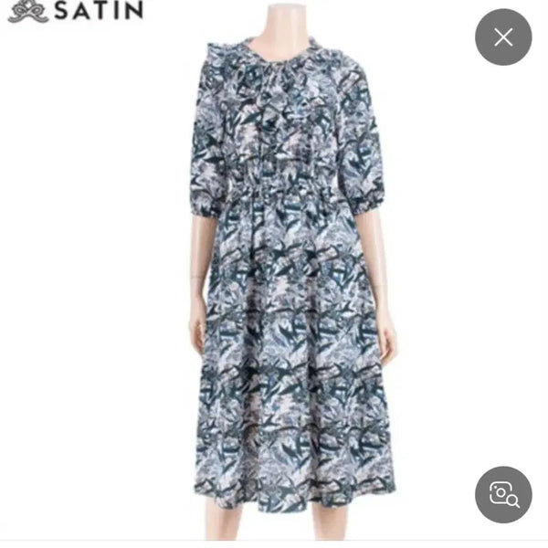 [BUNJANG] Satin Chiffon Floral Pattern Midi Dress / 샤틴satin 사틴쉬폰원피스55