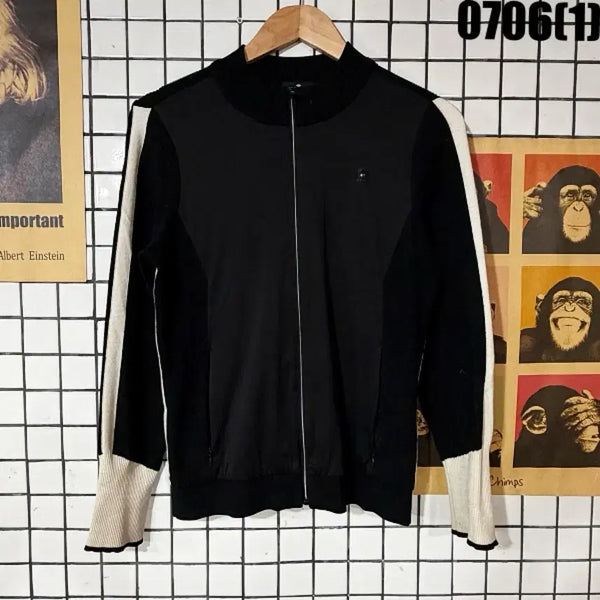 [BUNJANG] Waide Angle Black and White Color Block Zip-Up Jacket (Size 95) / 와이드앵글 블랙 앤 화이트 배색 집업 95