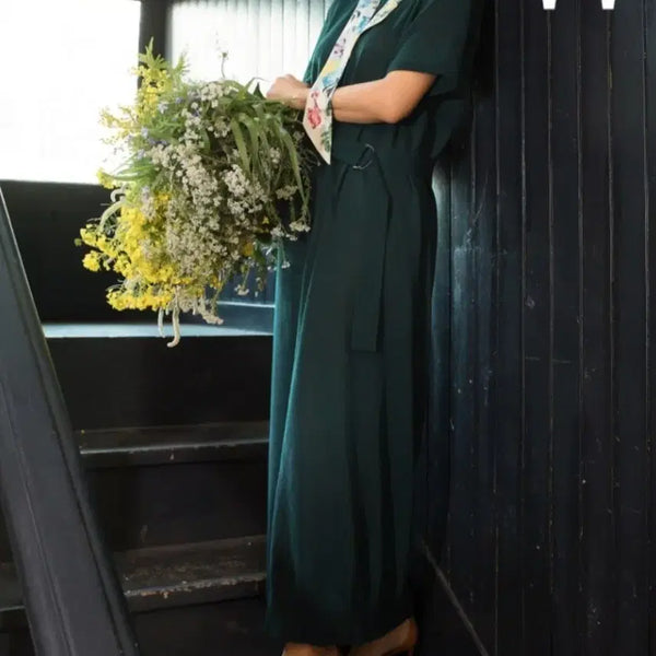 [BUNJANG] Jill Stuart New York Linen Blended Deep Green Dress / 질스튜어트뉴욕 린넨 블렌디드 딥그린 원피스 88-96-165
