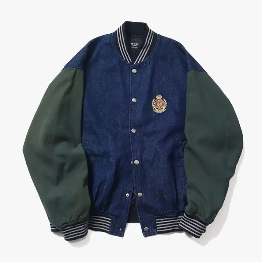[BUNJANG] BEAMSHEART Denim Varsity Jacket / 빔즈하트 데님 바시티자켓