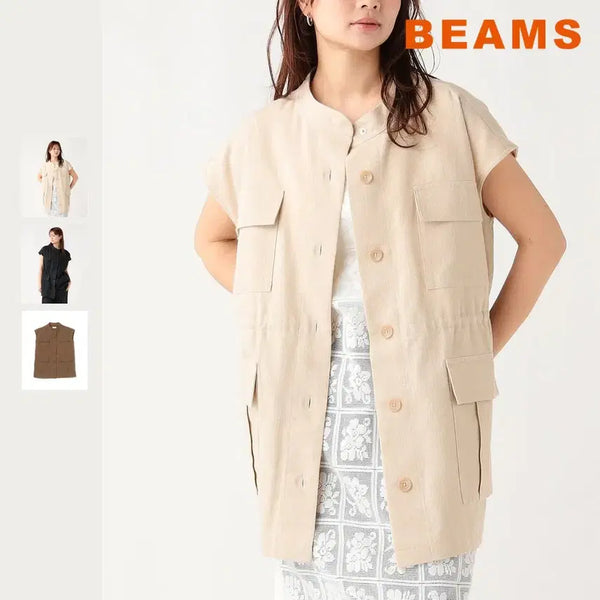 [BUNJANG] BEAMS HEART Linen Drawstring Work Vest / 빔즈 하트 드로스트 워크 조끼 린넨 26SS