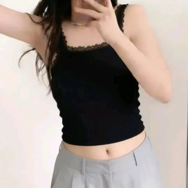 [BUNJANG] Black Lace Camisole / 블랙 레이스 끈나시