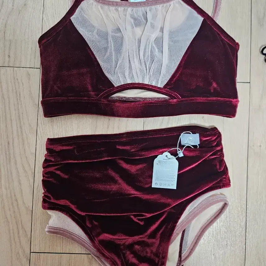 [BUNJANG] Linomz Velvet See-through Pole Dance Set (S) / 린옴즈 폴웨어 세트 새상품 S