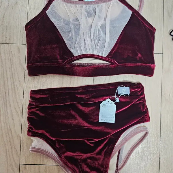 [BUNJANG] Linomz Velvet See-through Pole Dance Set (S) / 린옴즈 폴웨어 세트 새상품 S