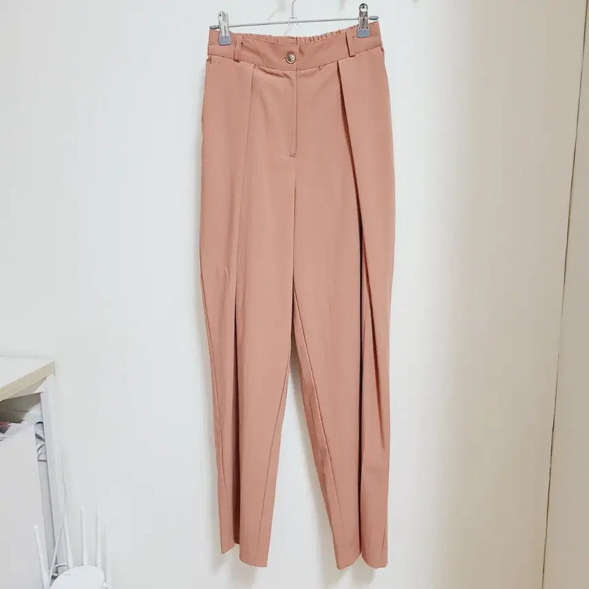 [BUNJANG] Women's High-Waisted Coral Pin Tuck Wide Pants with Elastic Waistband / 새상품 여성 S M 55 66 하이웨스트 코랄핀턱 와이드팬츠 밴딩슬랙스