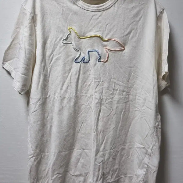 [BUNJANG] Maison Kitsuné Fox Pastel Embroidery Short Sleeve T-Shirt M / 메종키츠네 폭스 자주 반팔티 M