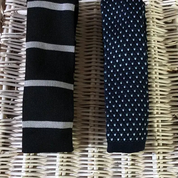 [BUNJANG] Knit Tie Set (Black/Navy) / 니트 타이 2개 세트 (블랙/네이비)