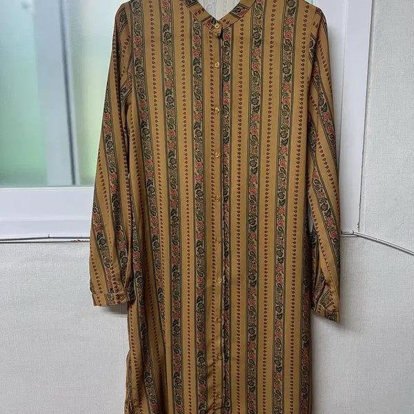 [BUNJANG] MIXXO Pattern Shirt Dress Yellow M / 미쏘 패턴 셔츠 옐로우원피스
