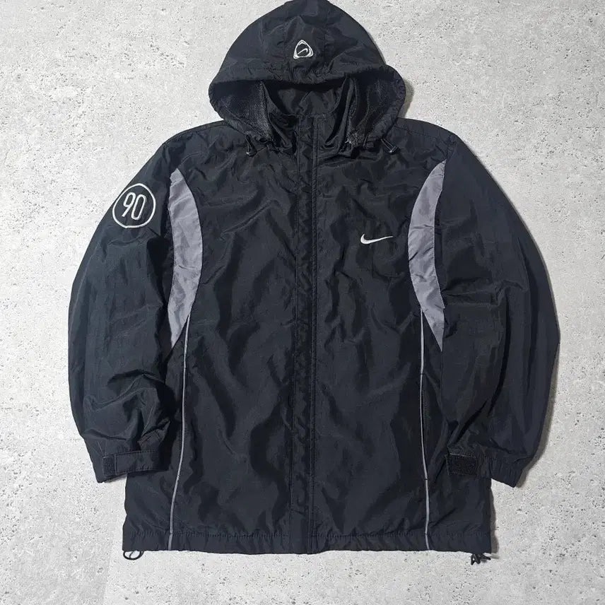 [BUNJANG] Nike Total 90 Black Hooded Jacket / 나이키 토탈 90 바람막이 블랙 후드 자켓