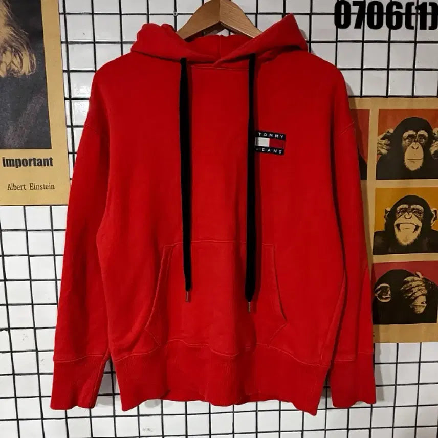 [BUNJANG] Tommy Jeans Red Hoodie Size S / 타미진스 후드티 빨강 S