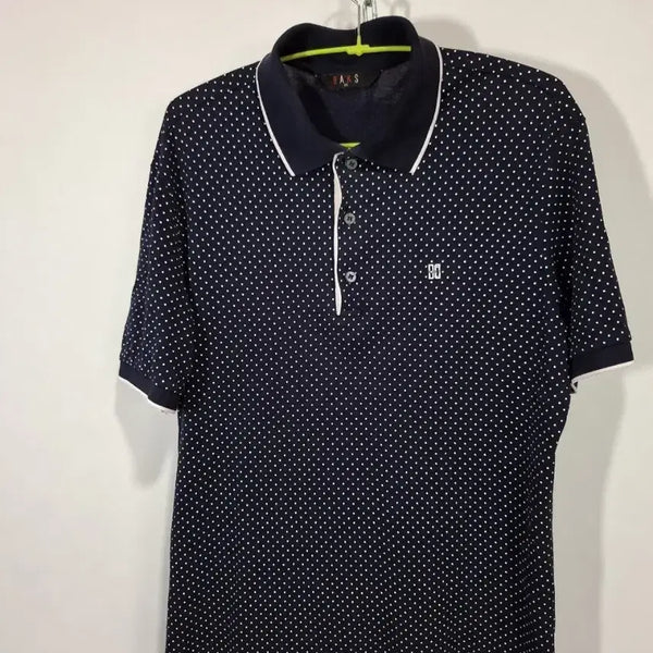[BUNJANG] Daks Golf Navy Polka Dot Pattern Shirt / 닥스 골프 셔츠 네이비 도트 무늬