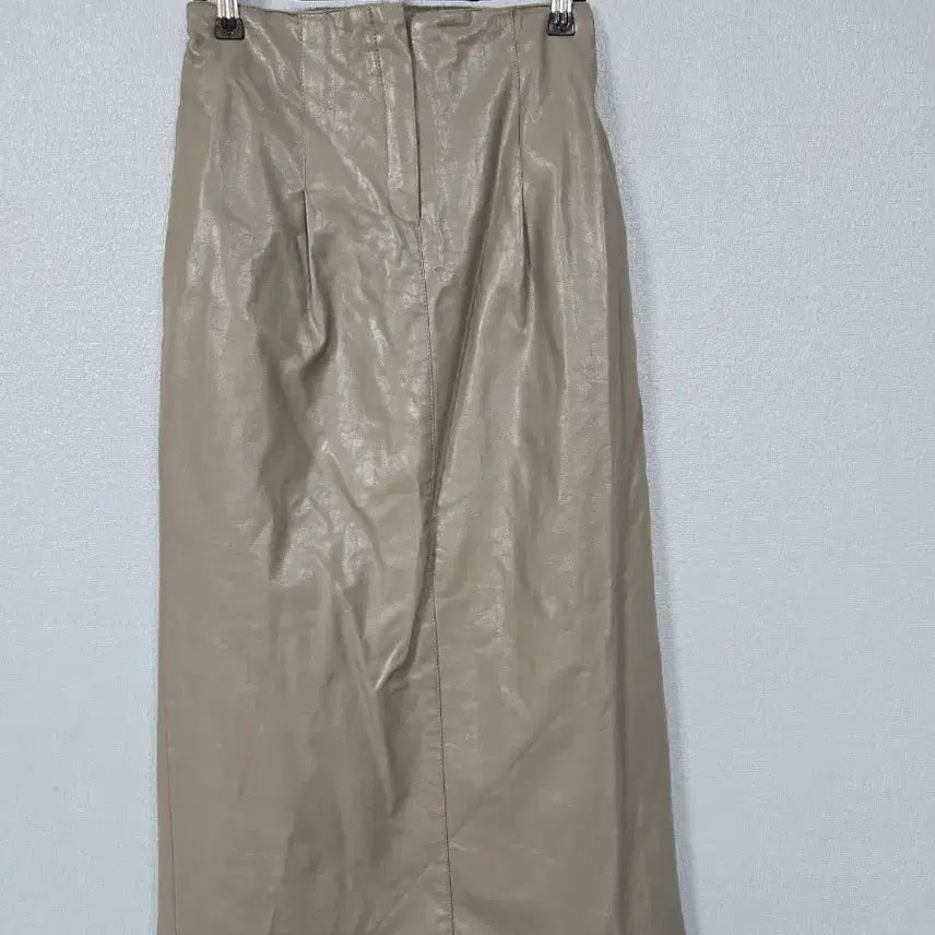 [BUNJANG] Faux Leather Long Skirt Beige (Size 55-88) / 베이지색 인조가죽 롱 스커트 55~88