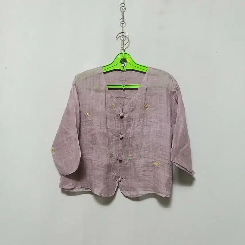 [BUNJANG] Purple Ramie Hanbok Jacket with Embroidered Butterflies and Flowers / 라56 모시상의