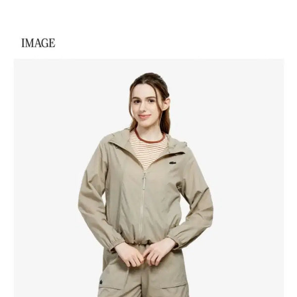 [BUNJANG] Lacoste Golf Running Training Setup Jacket - Beige, New / 라코스테 골프 러닝용 트레이닝 셋업 자켓 새상품
