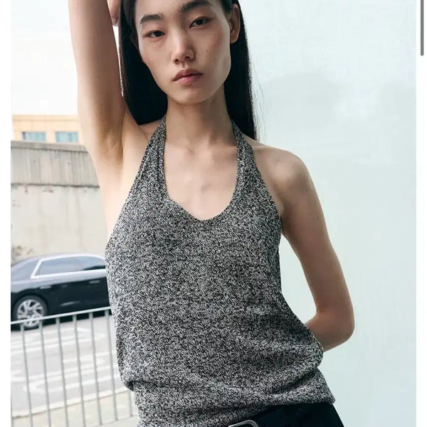 [BUNJANG] Cis-A Sunset Halterneck Sleeveless Knit Black / 시스에이 선셋 홀터넥슬리브리스니트 블랙