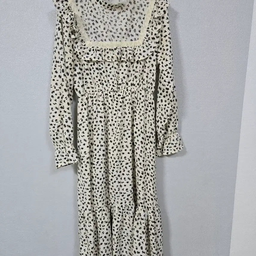 [BUNJANG] Frill Print Poly Shirring Dress (Size 55-66) / 프릴 나염 폴리 셔링원피스 55~66