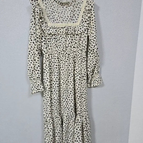 [BUNJANG] Frill Print Poly Shirring Dress (Size 55-66) / 프릴 나염 폴리 셔링원피스 55~66