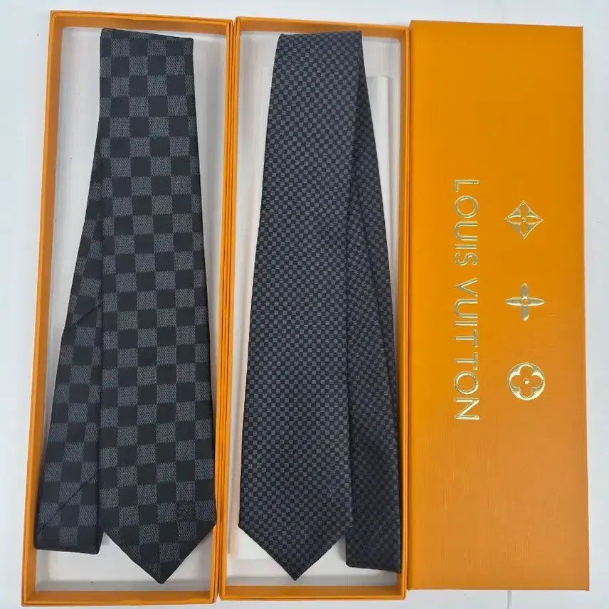 [BUNJANG] Louis Vuitton Damier Pattern Necktie Set (2 Types) / 루이비통 다미에 패턴 넥타이 2종