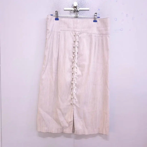 [BUNJANG] MICHAA Linen Blend Pearl Embellished Skirt - Size 66 / 미샤) 한섬 린넨 혼방 진주장식 스커트 -66