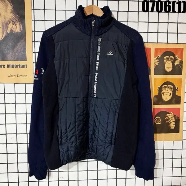 [BUNJANG] PALMSPRINGS Men's Colorblock Quilted Zip-Up Knit 95 / PALMSPRINGS 남성 배색 퀼팅 집업 니트 95