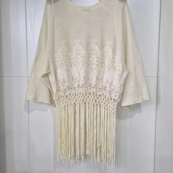 [BUNJANG] Zara Crochet Knit Top with Tassel Trim / 자라 크로셰 니트